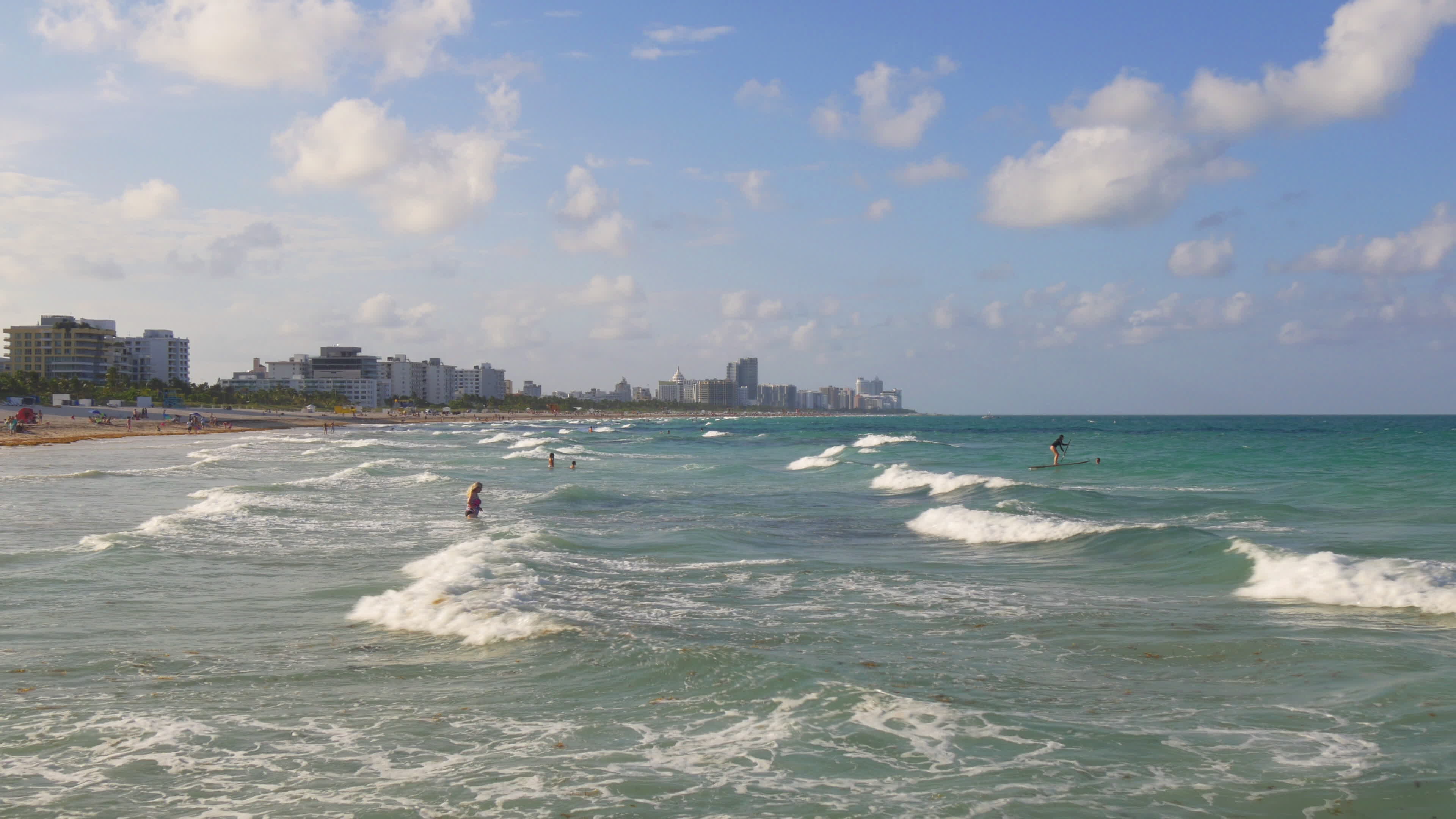 Usa day light summer time miami south beach panorama 4k florida