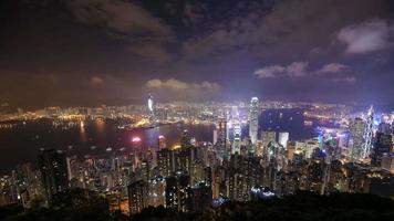 4k Time-lapse of Hong Kong city at night, view from The Peak