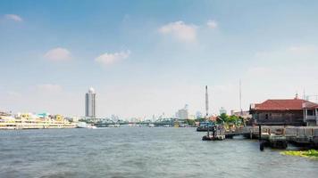 thailand sun light day bangkok chao phraya river bay city panorama 4k time lapse video