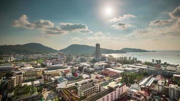 thailand summer day patong beach city roof top panorama 4k time lapse video