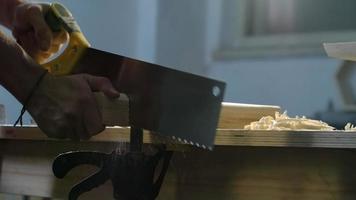 timmerman snijden hout met handzaag video