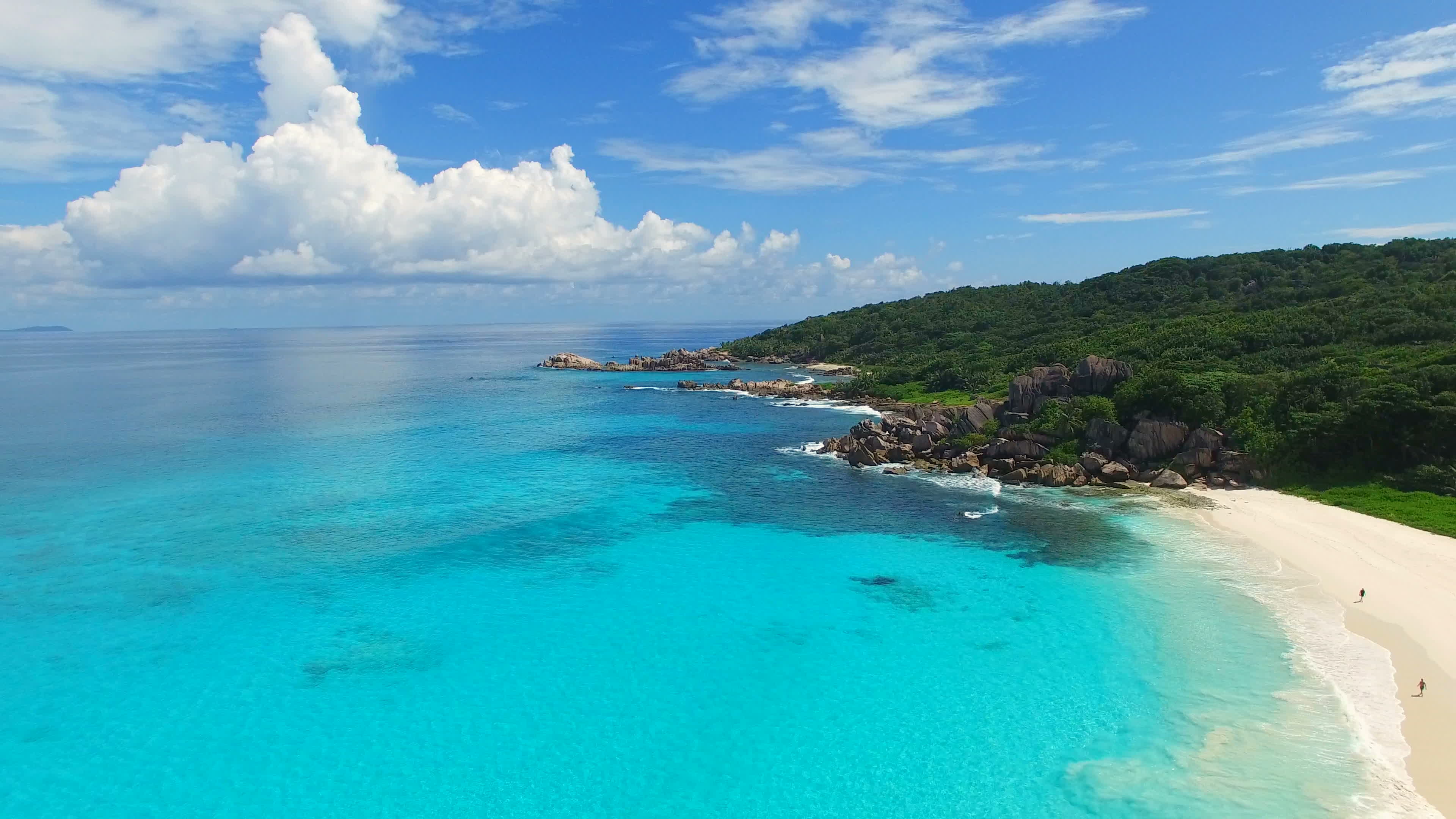 Aerial View Tropical Paradise Beach With White Sand Turquoise Water Free Hd Video Clips Stock Video Footage