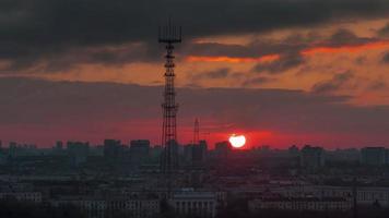 Belarus Sommer Minsk Stadtzentrum Sonnenuntergang Panorama 4k Zeitraffer video