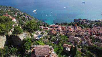 France, Aerial view of the hilltop village of Roquebrune Cap Martin