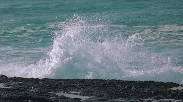 onde dell'oceano che si infrangono sulla roccia video