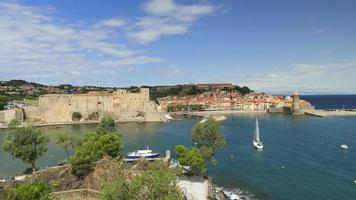 Time lapse of Collioure, typical village in the south of France, Pyrenees Orientales, Languedoc Roussillon