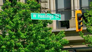 Downtown East Hasting Street Sign, Vancouver BC Canada, Eastside video