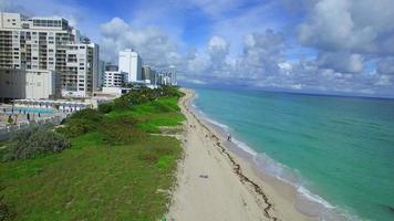 Aerial video of shores of Miami Beach