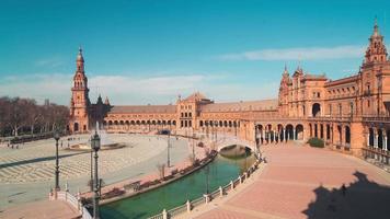 Sevilla zon licht Paleis van Spanje belangrijkste vierkante panorama 4 k time-lapse