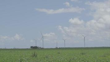 Windmill wind turbine super wide shot video