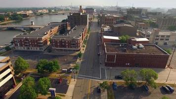 Aerial View of Downtown Green Bay Wisconsin, Calm Summer Morning video