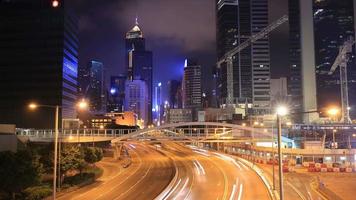 Time-lapse 4k de la ville de hong kong et trafic de nuit video