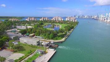 Aerial video Fisher Island Miami Beach Florida 4k