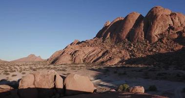 4K panning shot of the granite peaks of the Spitzkoppe mountains video