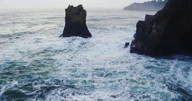 Aerial View of Sea Cliffs with Dramatic Light in the Pacific Northwest video