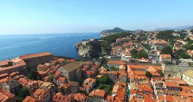 Aerial view of the red roofs of Old Town of Dubrovnik