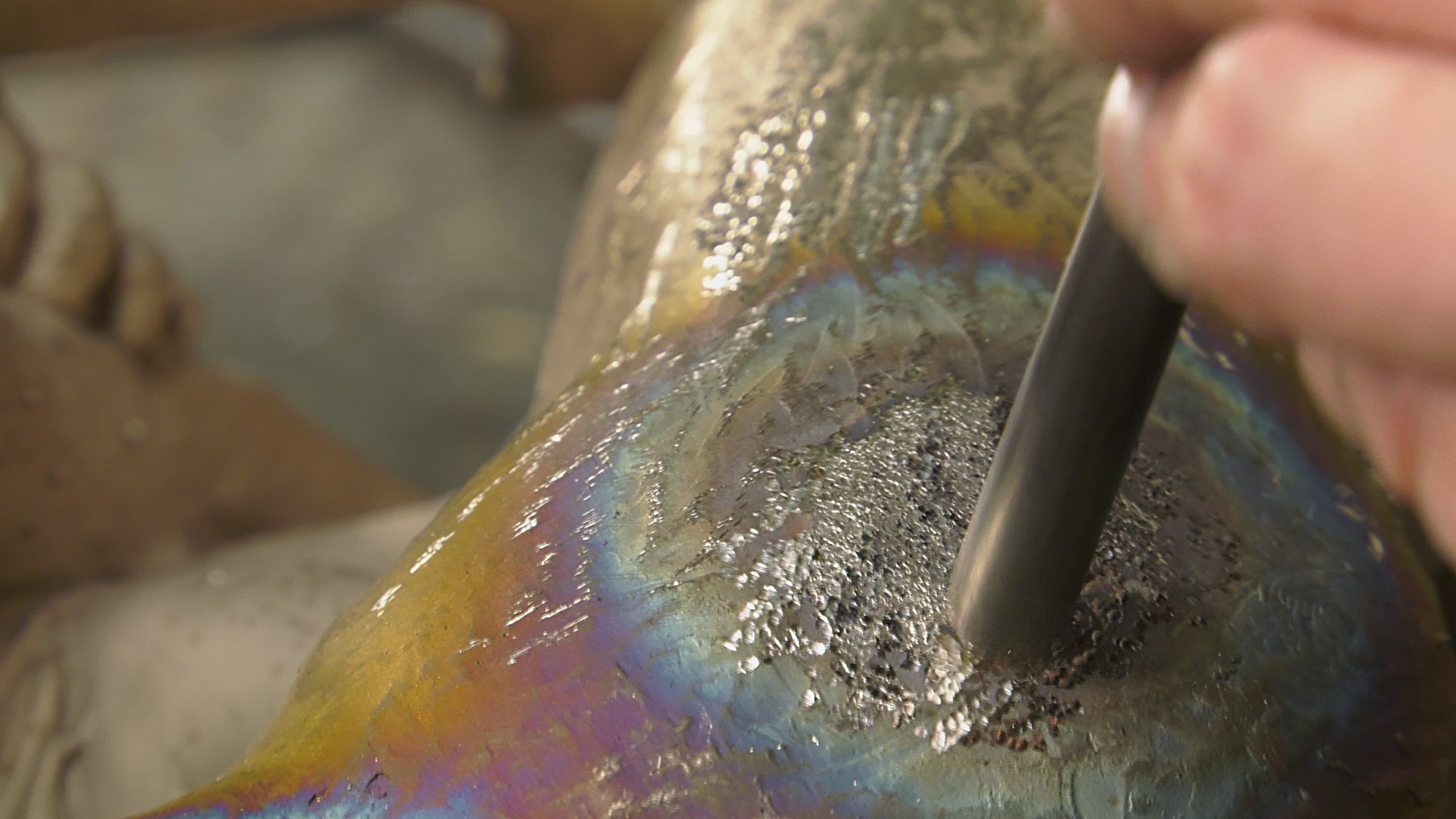 grinding and finishing of the bronze statue 1302789 Stock Video at Vecteezy