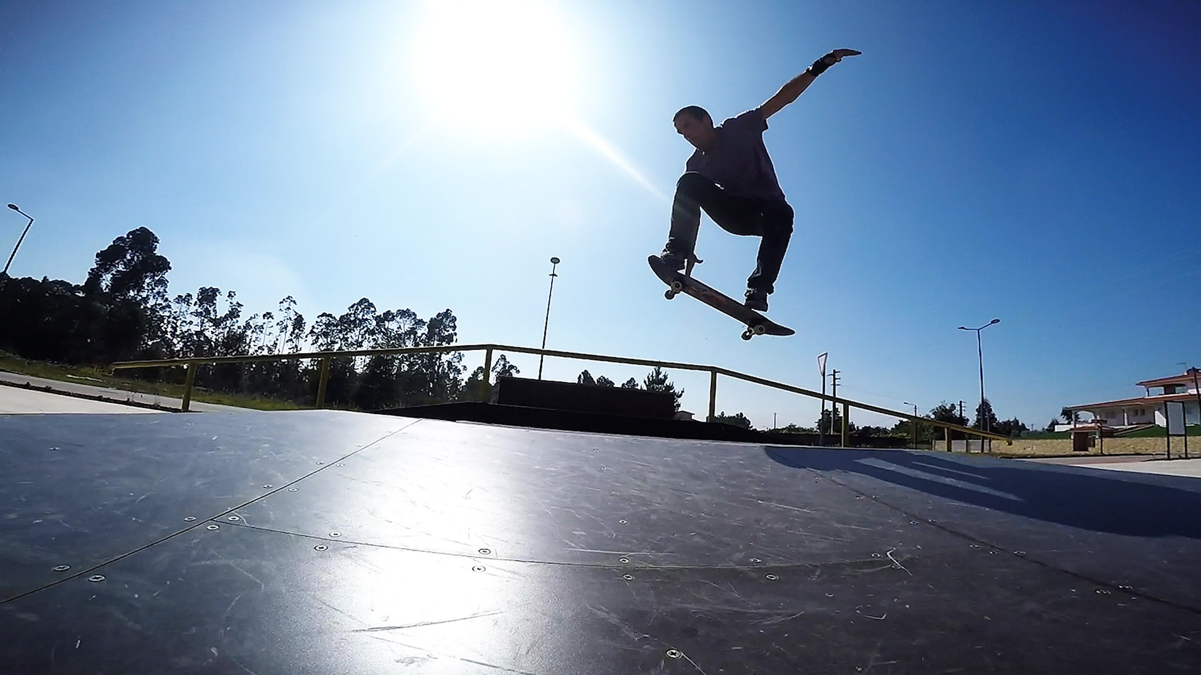 Skateboarder performing an ollie grab 1302984 Stock Video at Vecteezy