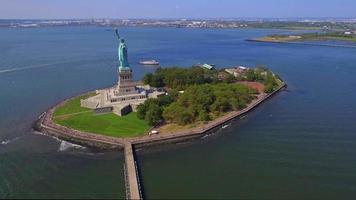 Aerial video of the Statue of Liberty