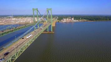 Aerial video of the Delaware Memorial Bridge