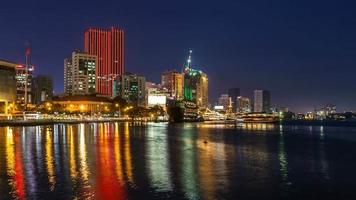 horizonte de la noche del río de la ciudad de ho chi minh - timelapse video