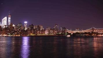 Upper East Side Nachtlicht Manhattan Panorama 4k Zeitraffer von New York video