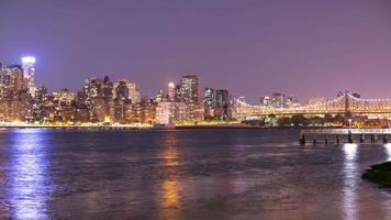 colored night light manhattan 4k time lapse from queens nyc