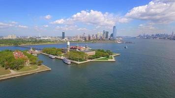 Aerial footage of Ellis Island New York video