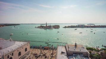 italy san marco campanile view point palazzo ducale sunny bay panorama 4k time lapse venice video