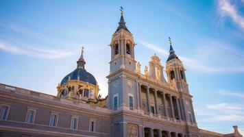 sun light main madrid almudena cathedral 4k time lapse spain
