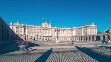 Madrid lumière du jour célèbre palais royal touristique vue panoramique 4k time-lapse espagne