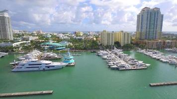 Aerial video marina Miami Beach 4k