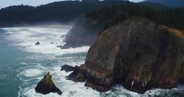 Aerial View of Sea Cliffs with Dramatic Light in the Pacific Northwest video