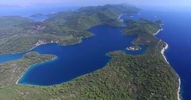 Aerial view of Mljet Island, also called Green Island, Croatia video