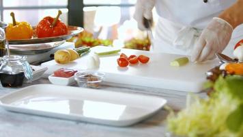 White cooking board with vegetables.