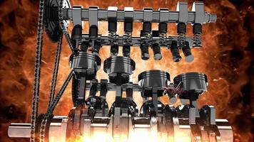 animerad 3d v8-motor med explosioner video