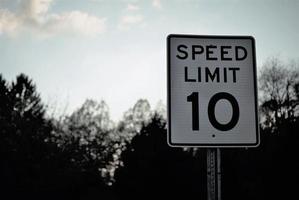 Close-up of a speed limit sign photo