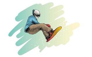 boceto de hombre snowboard vector