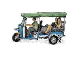 Sketch of a auto rickshaw vector