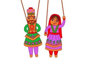 marioneta de rajasthan arte indio vector