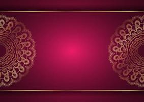 Gold decorative mandala on red background vector