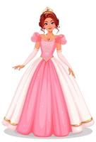 Beautiful princess standing in beautiful long pink dress vector