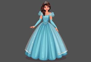Beautiful princess in blue dress vector