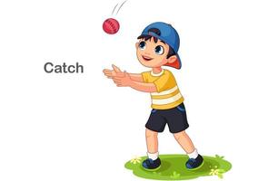 Cute boy catching a ball vector