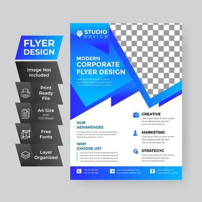 Flyer Template Layout Design in Blue 