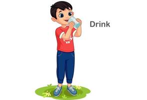 Boy drinking water vector