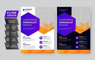 Purple Geometric Corporate Flyer Template Set  vector