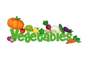 The word Vegetables surrounded be vegetables vector