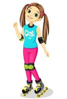 Cute little girl with skates vector