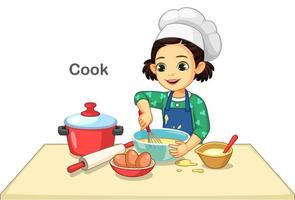 niña cocinando vector